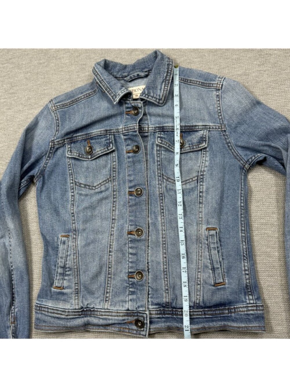Merona Jean Jacket Womens Size XS Blue Denim Button Up Collared 4 Pockets Casual - Picture 11 of 13